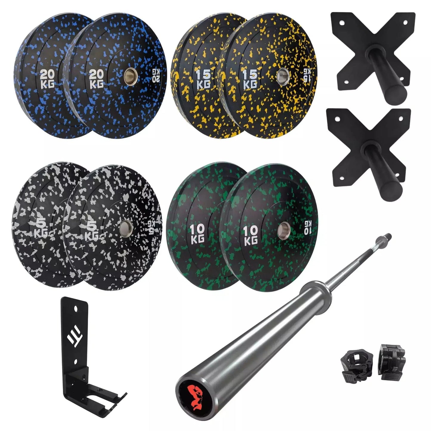 100kg Weight Set of Flecked Bumper Plates | Package Options