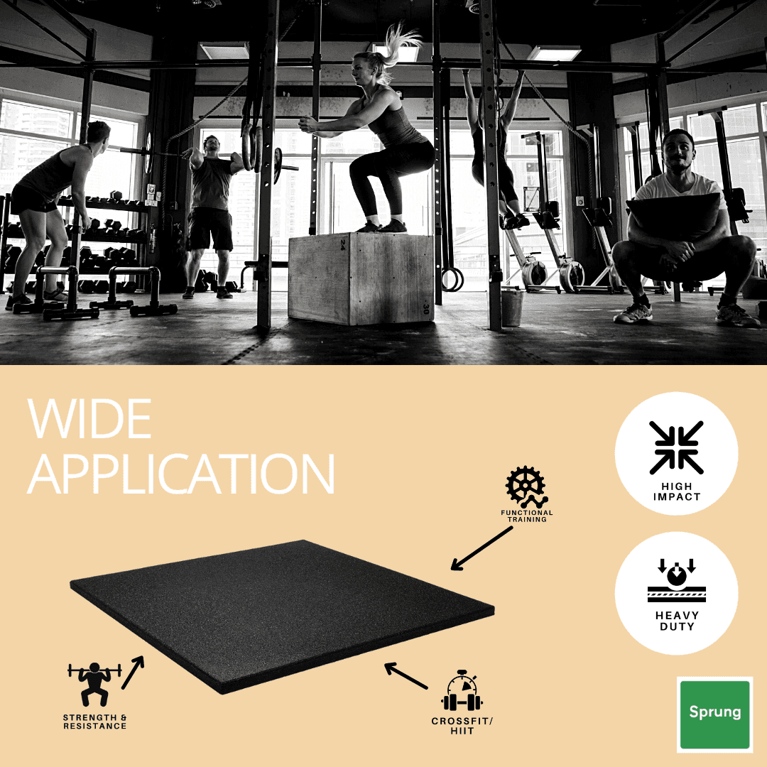 20mm Sprung PRO Green Coloured Gym Tiles