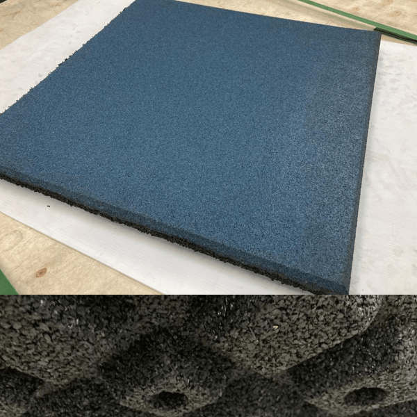 40mm Rubber Outdoor Tiles - Surplus Stock - Blue (Studded Base)