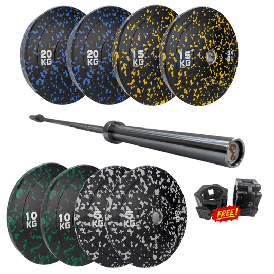 100kg Weight Set of Flecked Bumper Plates | Package Options